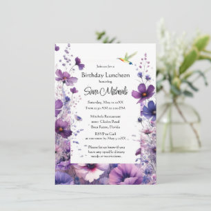 Invitation Fête d'anniversaire Fleur d'Hibiscus Pourpre 