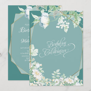 Invitation Fête d'anniversaire Fleurs sauvages et baies géo