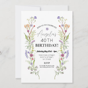 Invitation Fête d'anniversaire Fleurs sauvages Floral Ditsy