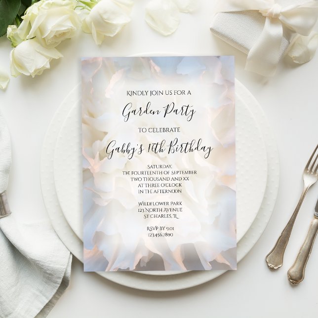 Invitation Fête d'anniversaire Florale Carnation blanche (Créateur téléchargé)