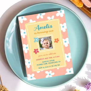 Invitation Fête d'anniversaire florale colorée