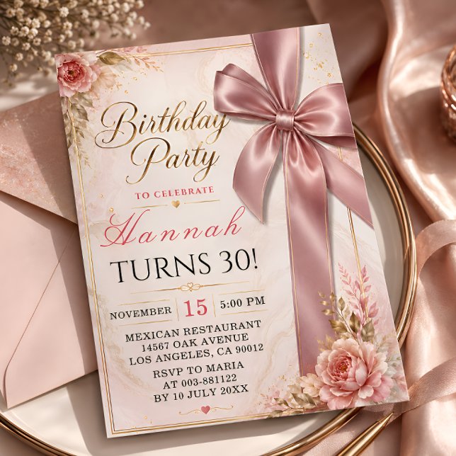 Invitation Fête d'anniversaire florale élégante (Créateur téléchargé)