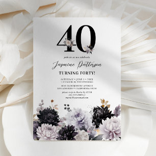 Invitation Fête d'anniversaire florale élégante pour 40 ans