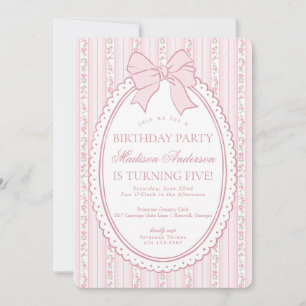 Invitation Fête d'anniversaire florale fantaisiste vintage ro