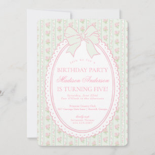Invitation Fête d'anniversaire florale fantaisiste vintage ve