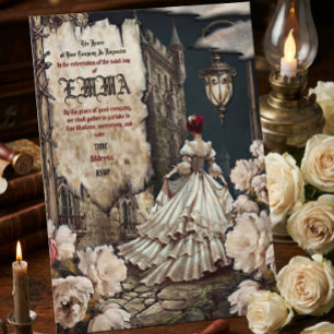 Invitation Fête d'anniversaire florale gothique victorienne