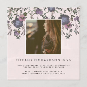 Invitation Fête d'anniversaire florale moderne   Photo
