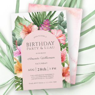 Invitation Fête d'anniversaire florale tropicale luxuriante e