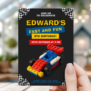 Invitation Fête d'anniversaire Fun Brick Racer