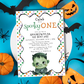 Invitation Fête d'anniversaire Fun Spooky One First Boo Day 1