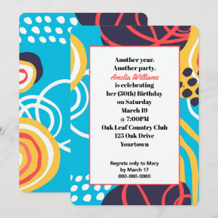 Invitation Fête d'anniversaire Funky Doodles