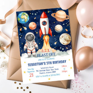 Invitation Fête d'anniversaire Fusée spatiale Galaxie Astrona