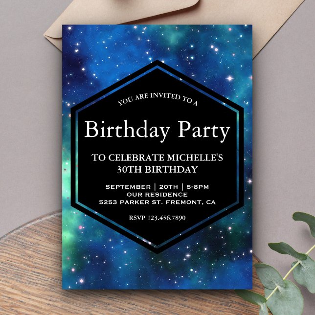 Invitation Fête d'anniversaire Galaxie Espace Céleste Moderne (Créateur téléchargé)