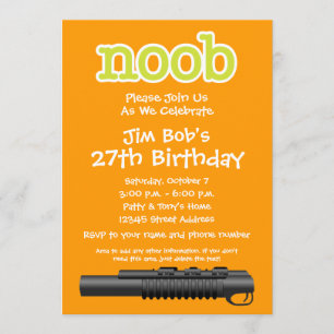 Invitation Fête d'anniversaire - Gamer drôle de Noob