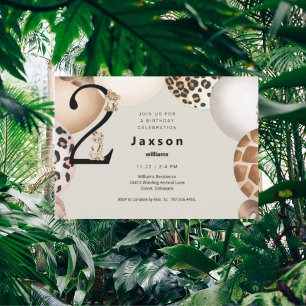 Invitation Fête d'anniversaire garçon 2ème Animal Ballon Guép