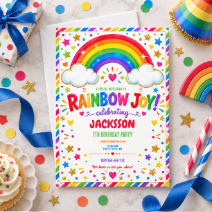 Invitation Fête d'anniversaire garçon 7 ans Arc-en-ciel Color