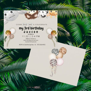 Invitation Fête d'anniversaire garçon ballon animal coucou