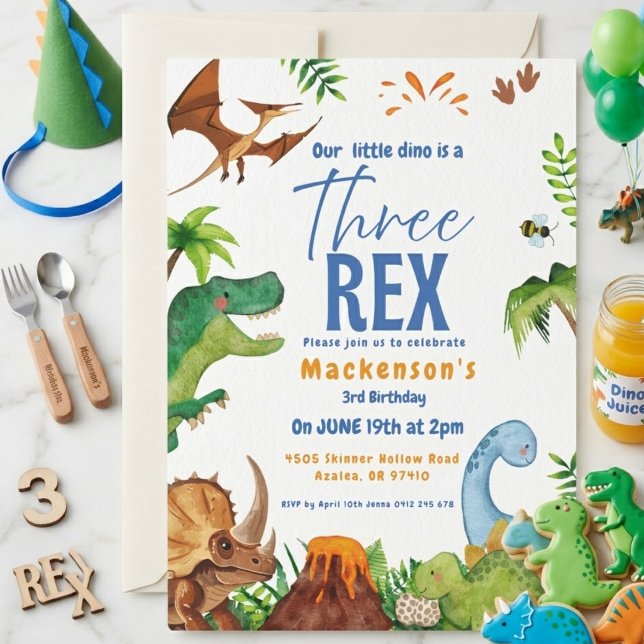 Invitation Fête d'anniversaire garçon dinosaure Dino trois re (Créateur téléchargé)