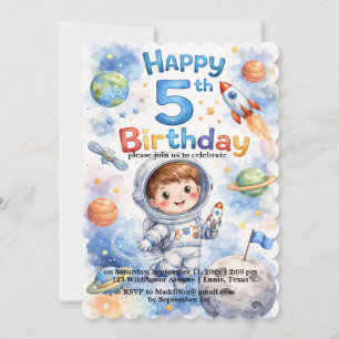 Invitation Fête d'anniversaire garçon Espace Planètes Etoiles