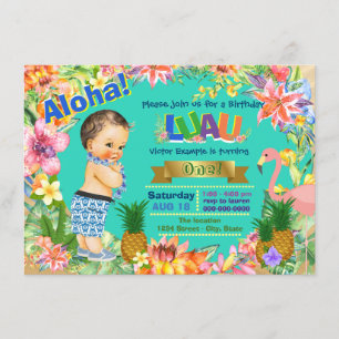 Invitation Fête d'anniversaire garçon Hawaïen Luau