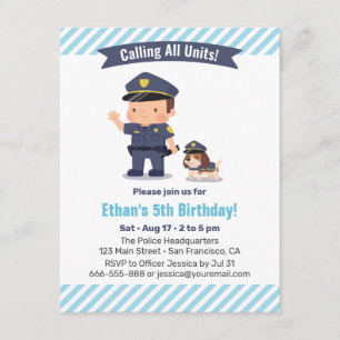 Invitation Fête d'anniversaire Garçon Mignon et Police Chien