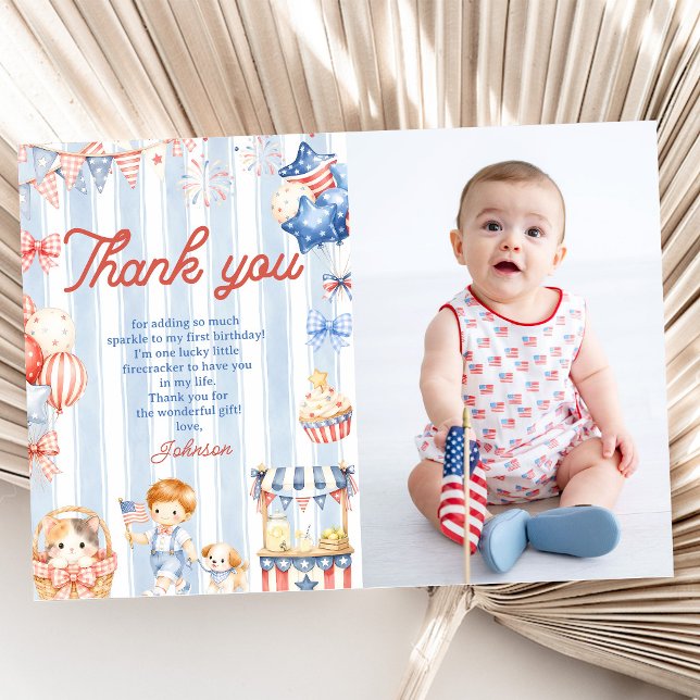 Invitation Fête d'anniversaire garçon rayures américaines (Créateur téléchargé)