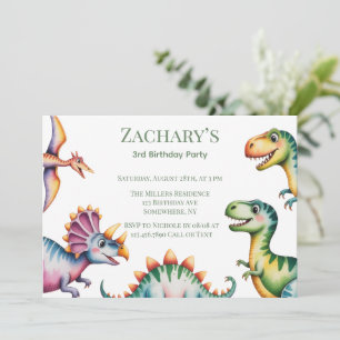 Invitation Fête d'anniversaire garçon thème dinosaures