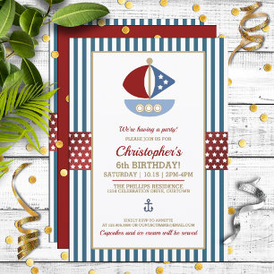 Invitation Fête d'anniversaire garçon thème nautique amusant