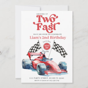 Invitation Fête d'anniversaire garçon voiture de course rouge