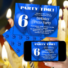Invitation Fête d'anniversaire garçons Ballons Bleus