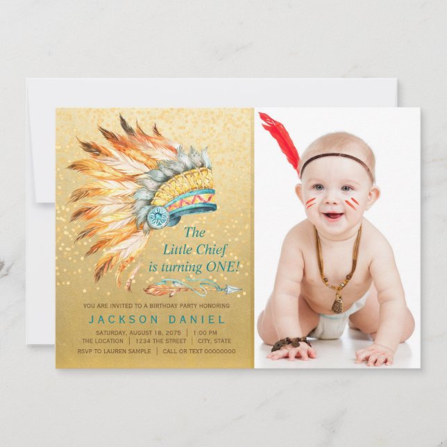 Invitation Fête d'anniversaire garçons Boho Tribal (Devant)