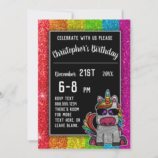 Invitation Fête d'anniversaire gay Rainbow Parties scintillan (Dos)