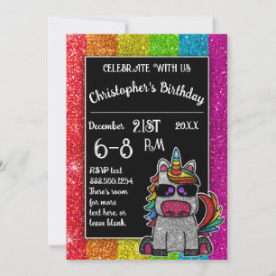 Invitation Fête d'anniversaire gay Rainbow Parties scintillan
