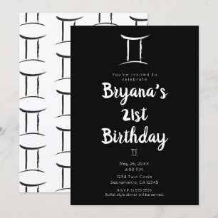 Invitation Fête d'anniversaire GEMINI Zodiaque Astrologie Mai