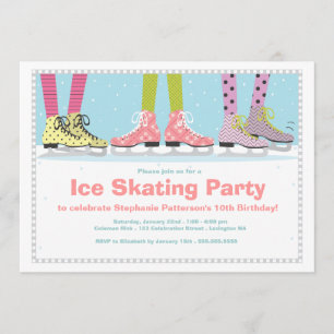Invitation Fête d'anniversaire géniale de patinage de glace