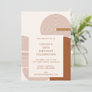 Invitation Fête d'anniversaire géométrique en terre cuite