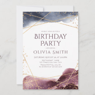 Invitation Fête d'anniversaire géométrique moderne à l'aquare
