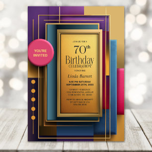 Invitation Fête d'anniversaire géométrique vibrante pour les 