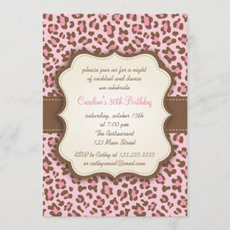 Invitation Fête d'anniversaire Girly de poster de animal rose