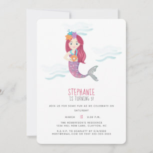 Invitation Fête d'anniversaire glamour de sirène