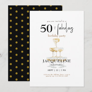 Invitation Fête d'anniversaire glamour noir moderne 50 ans et
