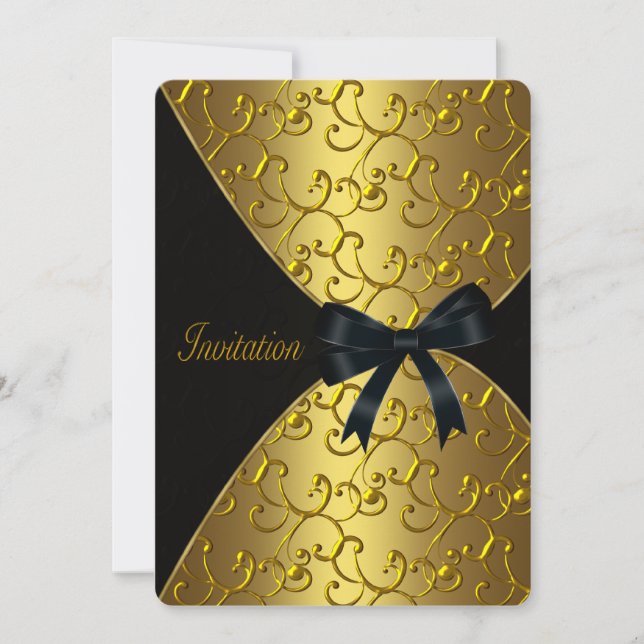 Invitation Fête d'anniversaire Gold Swirl (Devant)