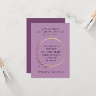 Invitation Fête d'anniversaire Golden Bloom