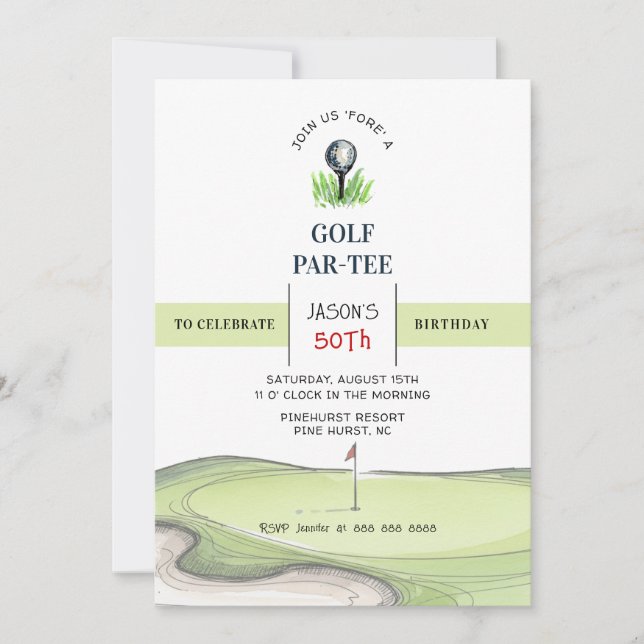 Invitation Fête d'anniversaire Golf PAR-TEE (Devant)