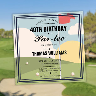 Invitation Fête d'anniversaire Golf Partee Square