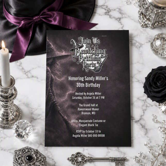 Invitation Fête d'anniversaire gothique ensorcelante d'Hallow (Créateur téléchargé)