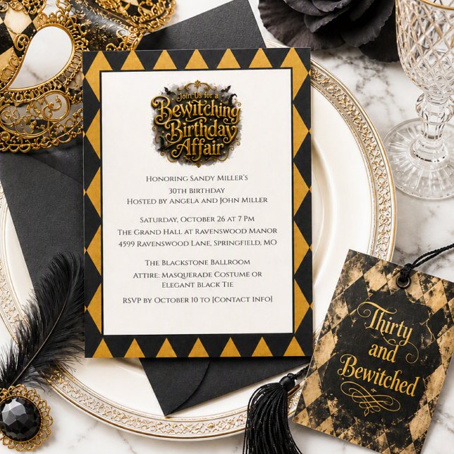 Invitation Fête d'anniversaire gothique et ensorcelante sous  (Créateur téléchargé)
