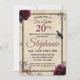 Invitation Fête d'anniversaire gothique personnalisée