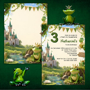 Invitation Fête d'anniversaire grenouille fantaisiste avec co
