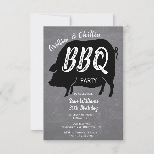 Invitation Fête d'anniversaire Grillin' And Chillin' BBQ (Devant)